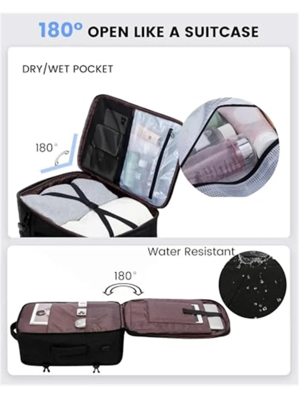40L Carry On Travel Backpack 17 in Laptop Bag Airline Approved Packing Cubes USB
